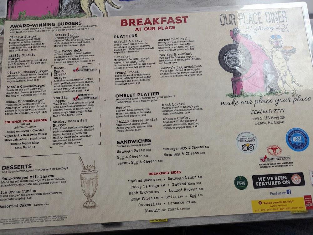 Our Place Diner Menu image 4